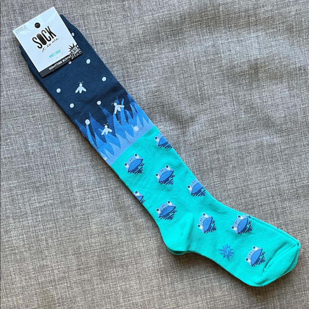 Sock it to Me Nighttime Buffet Knee High Glow in the Dark Socks Frogs Novelty